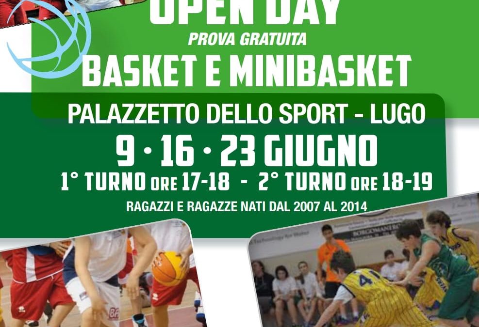 OPEN DAY 9 – 16 – 23 giugno per basket e minibasket