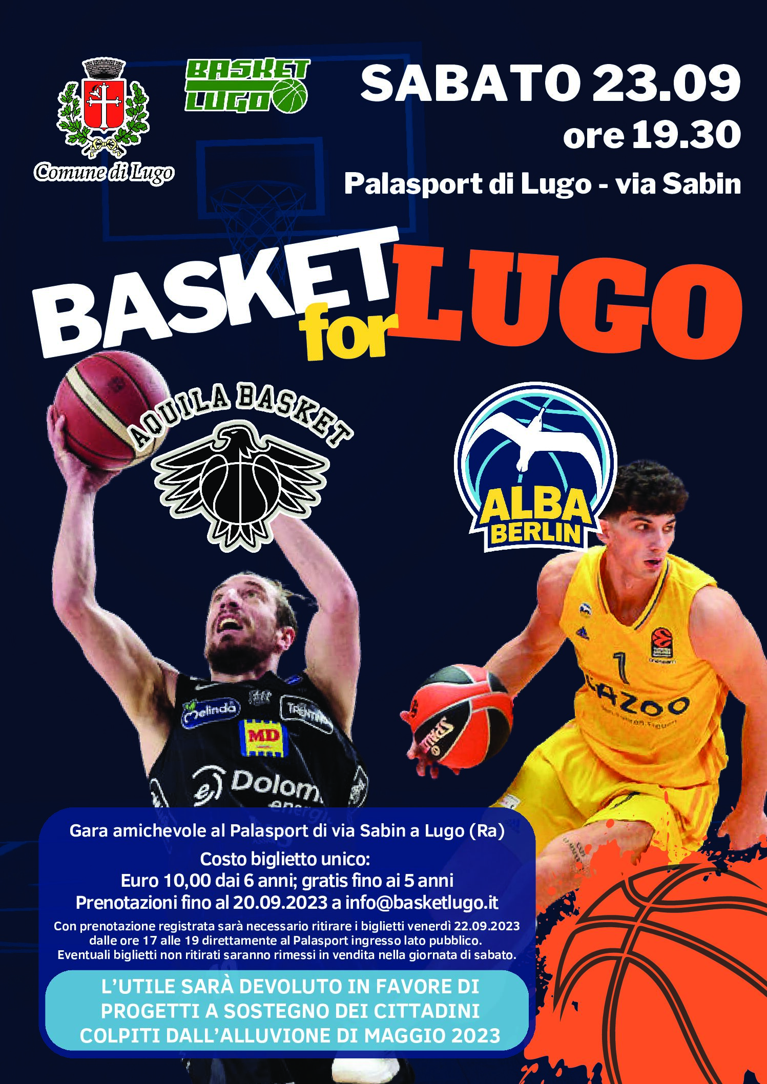 Aquila Trento e Alba Berlino a Lugo: il grande basket in solidarietà!